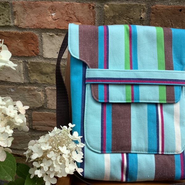 Stripe bag, water resistant canvas, ideal for beach holidays camping etc