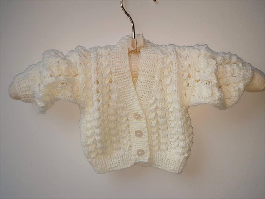 Hand Knitted Cream Baby Cardigan