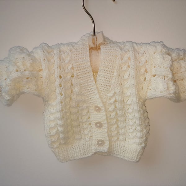 Hand Knitted Cream Baby Cardigan