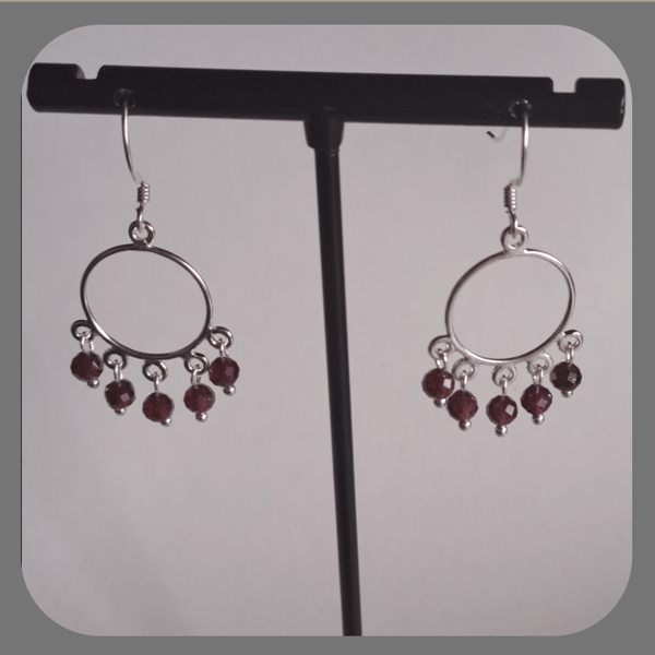 Beautiful Garnet and Sterling Silver Chandelier Earrings.