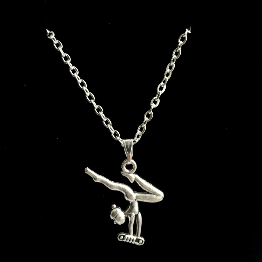 Silver gymnastic charm necklace