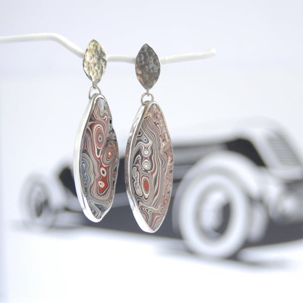 Vintage Vauxhall Viva fordite earrings