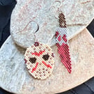 Halloween  hockey mask and bloody machete earrings