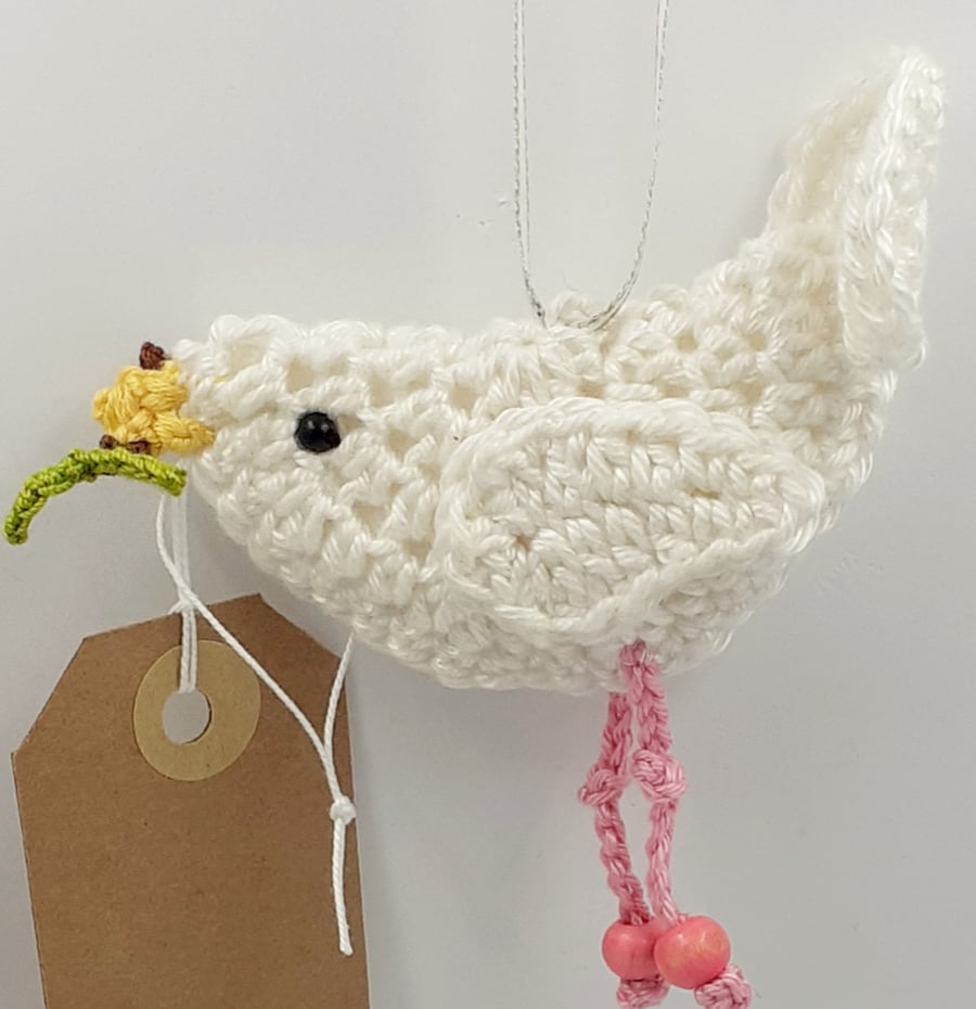 Crochet Dove of Peace Decoration.  Alternative to a Greetings Card 