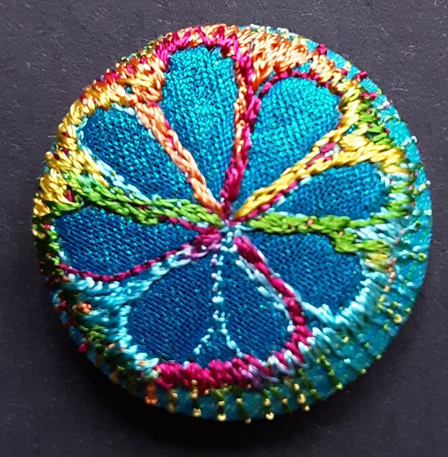 Buttons 1 inch button Hand Dyed Silks and Cottons Free Machine Embroidery Button