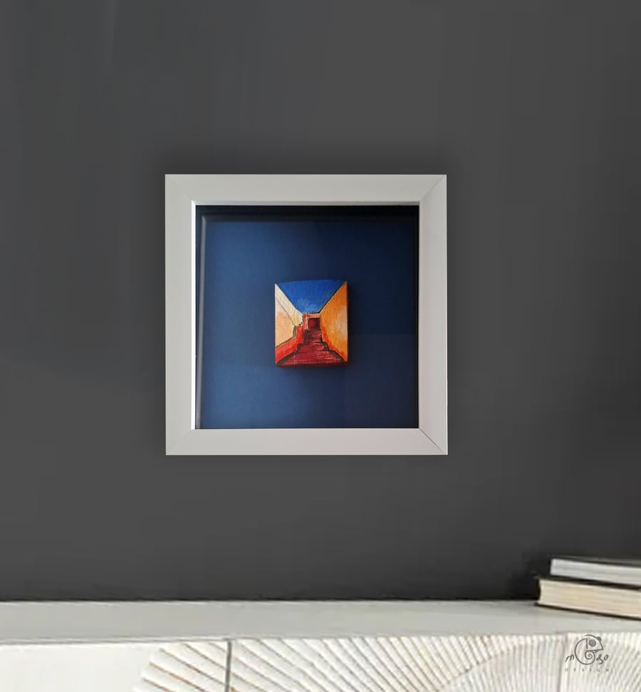 3D original paining on wood, framed