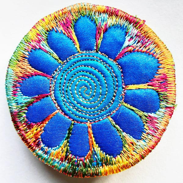 Textile Brooch Free Machine Embroidery 