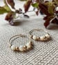 Mother of pearl beaded hoop earrings, filled gold