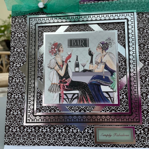 Art Deco ladies sipping cocktails Simply fabulous card