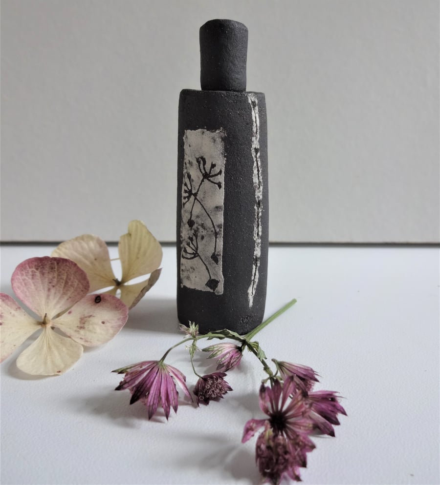 Georgia.  Tiny black and white abstract ceramic, miniature gift.