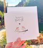 Sea Glass Lovebirds Christmas Card - Handmade Season's Tweetings Card 