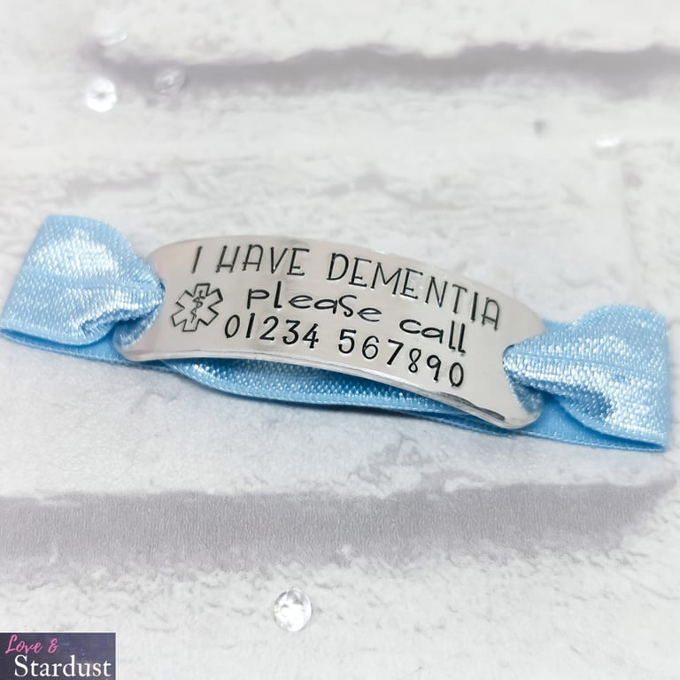 I HAVE DEMENTIA Hand Stamped Emergency ICE Bracelet