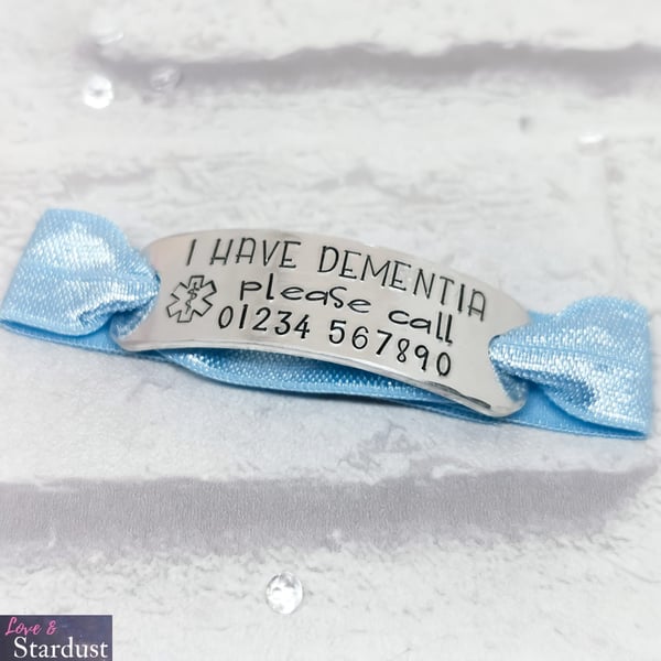 I HAVE DEMENTIA Hand Stamped Emergency ICE Bracelet