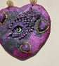 Purple dragon eye heart wall hanging handmade fantasy gothic sculpture 19x36cm - Image 4