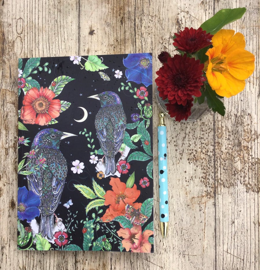 Starling and starry sky Notebook