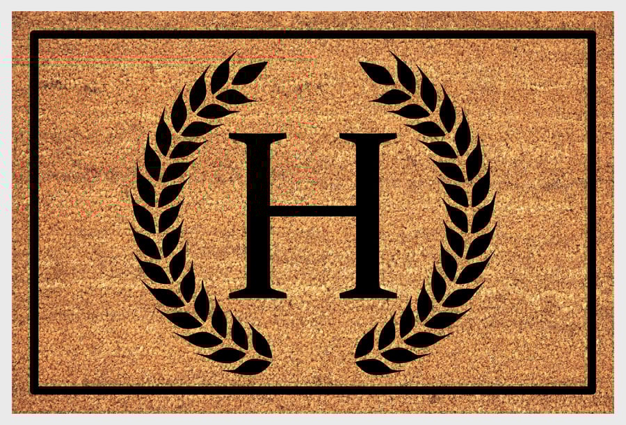 H Letter Door Mat - Monogram Letter H Welcome Mat - 3 Sizes