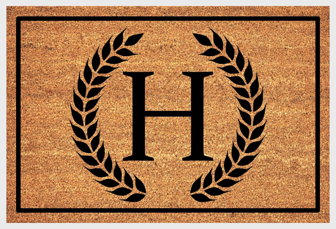 H Letter Door Mat - Monogram Letter H Welcome Mat - 3 Sizes