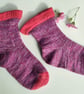 Luxury vegan hand-cranked pima cotton socks in fruity pink and lilac - Image 2
