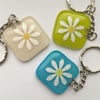 Fused Glass Daisy Keyring