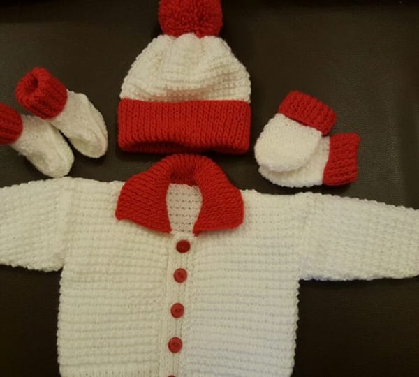 Baby gift set - Jacket,mitts,hat and booties 
