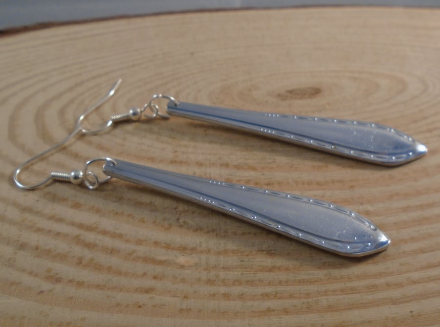 Upcycled Stainless Steel Morse Sugar Tong Handle Earrings SPE061907