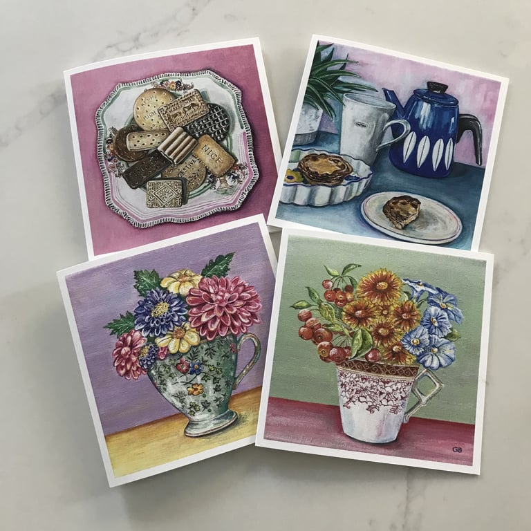 Set of 4 Vintage Themed Greeting Cards