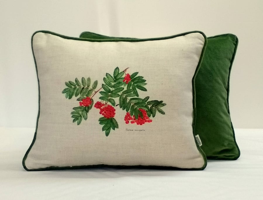 Rowan berries 18"x 14" cushion.