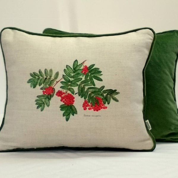 Rowan berries 18"x 14" cushion.