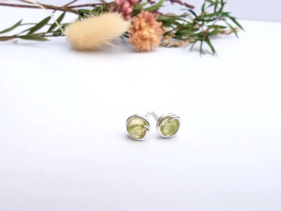 PERIDOT Stud Earrings Sterling Silver or 14K Gold Filled August Birthstone