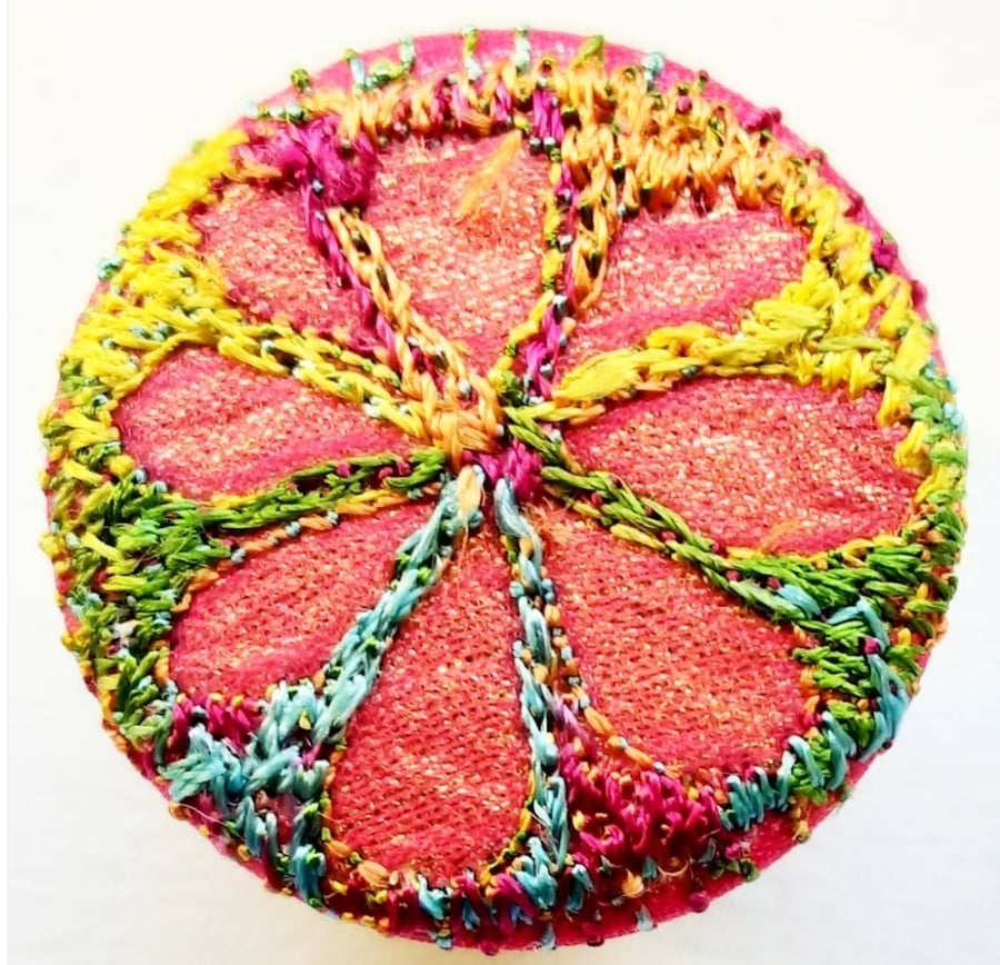 Buttons 1 inch button Hand Dyed Silks and Cottons Free Machine Embroidery Button