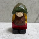 Mini Hand Carved Wooden Folk Figure – One of a Kind Folk Art Sculpture