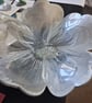 Handmade epoxy resin decorative flower shaped bowl. Silver and whitebowl.