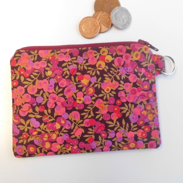 Coin purse mini make up in pink Liberty fabric 