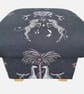 Storage Footstool Emma J Shipley Creatura Charcoal Fabric Pouffe Black Animals  - Image 1