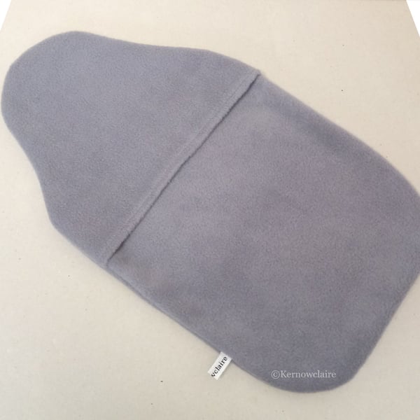 Hot water bottle cover in light grey fleece, lovely and warm.