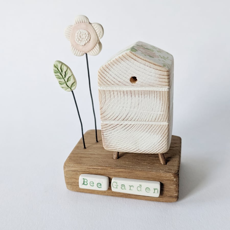 Wooden Beehive With Clay Flower Garden 'Bee Garden'