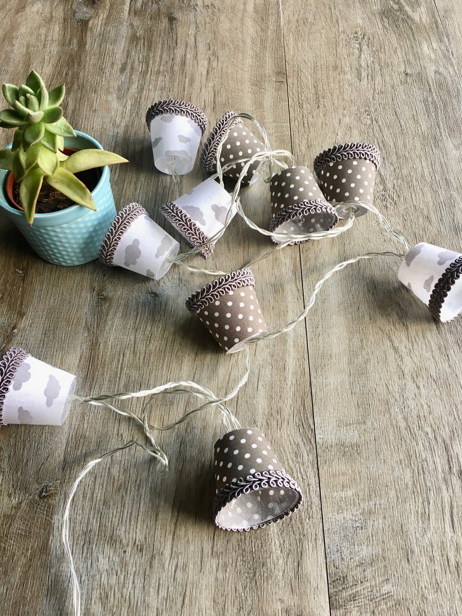 Mini Lampshade Fairy Lights - Clouds and Polka Dots