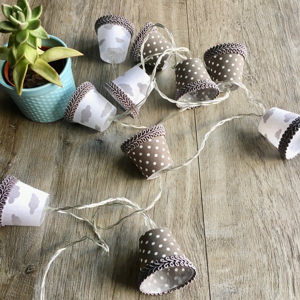 Mini Lampshade Fairy Lights - Clouds and Polka Dots