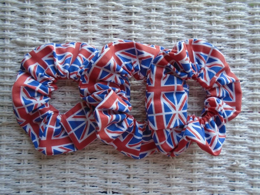 x3 Union Jack Hair Scrunchies.