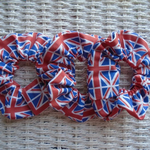 x3 Union Jack Hair Scrunchies.