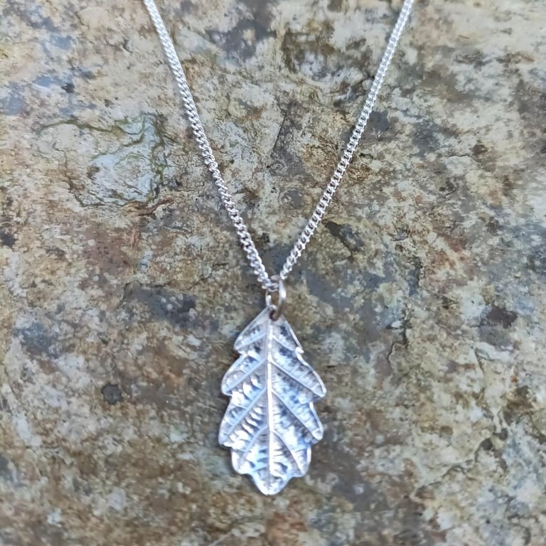 Oak Leaf Pendant - Recycled Silver Leaf Necklace