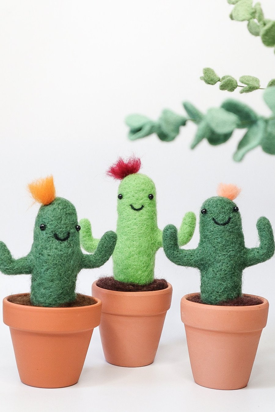 Woolly Cactus - Plant Hand Needle Felted Wool Felt Handmade Faux Fake Succulent 