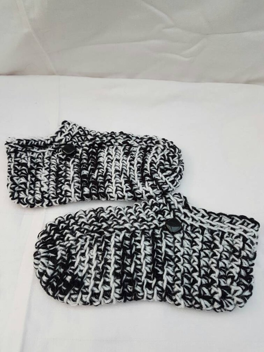 Black and white crochet slipper socks