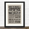 Yorkshire Cup of Tea A3 Typographic Art Print
