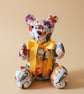 Custom Handmade Teddy Bear -  Seasonal Autumn Print with Bow