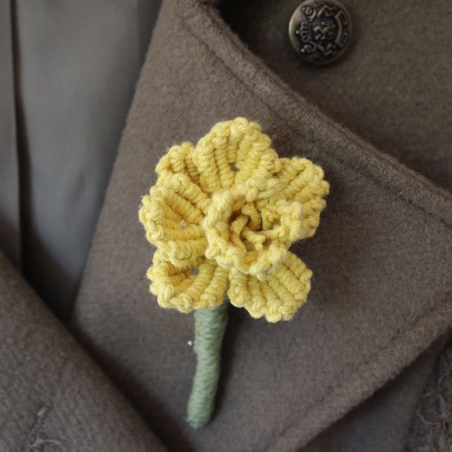 Seconds Sunday daffodil flower brooch