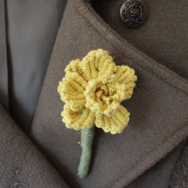 Seconds Sunday daffodil flower brooch