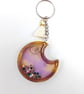 Crescent Moon Resin Keychain: Glitter Star Shaker, Pastel Tassel Charm