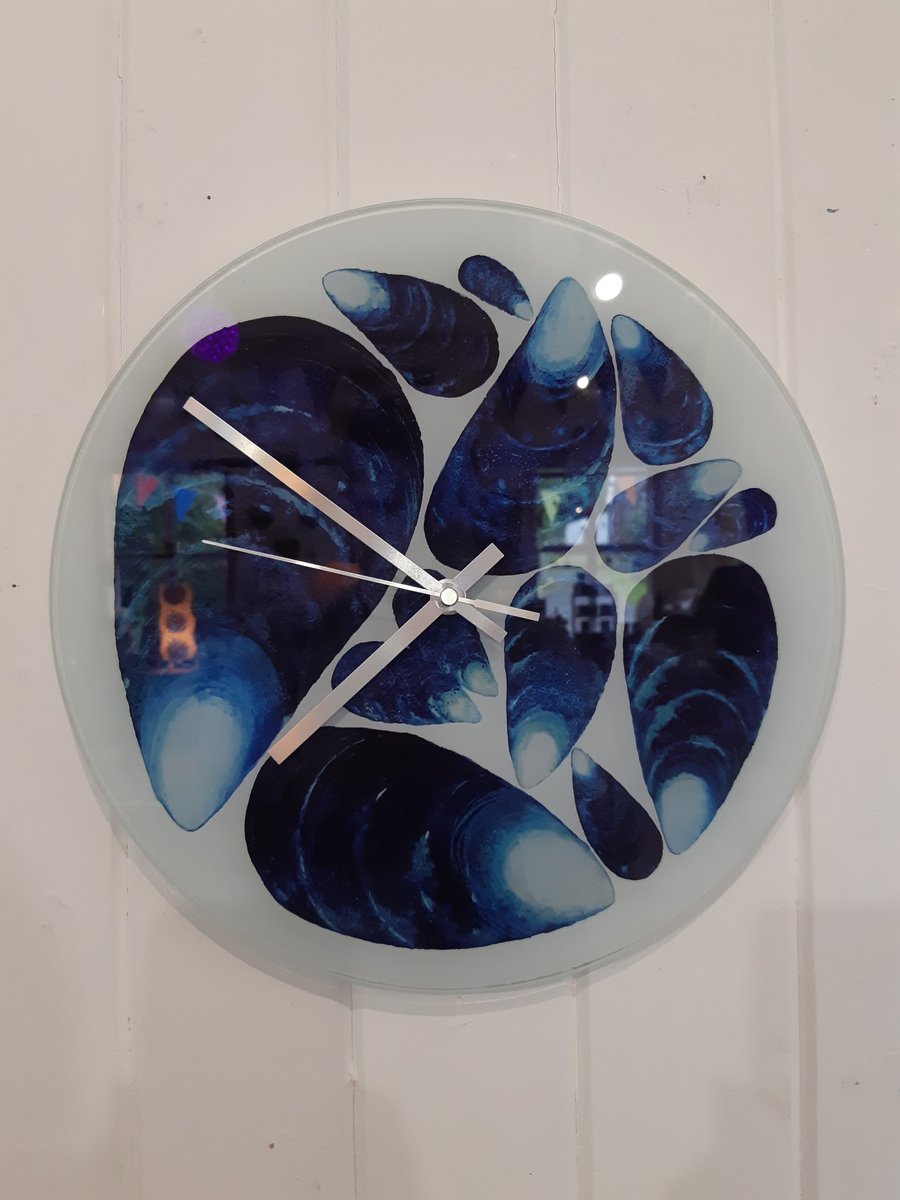 Mussels Glass Wall Clock