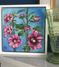 'Hollyhocks', Original Acrylic Painting, Garden Painting, Floral Painting, Gift. - Image 4